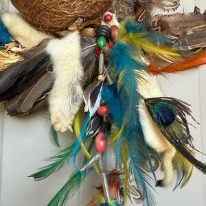 Colorful Feather Wreath with Beads